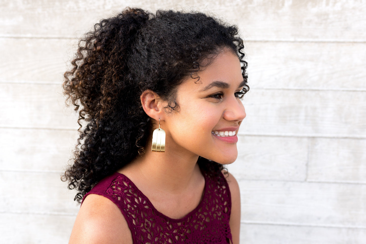 Leather Earrings / Mini Sliced / Rosy Copper