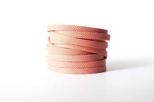 Leather Bracelet / Original Sliced Wrap Cuff / Summer Peach / Large