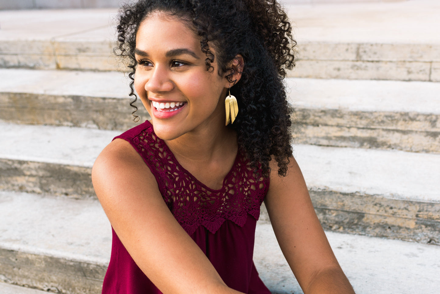 Leather Earrings / Mini Fringe / Spiced Cider